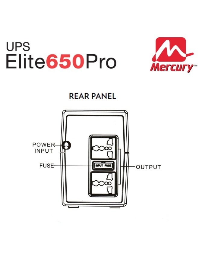 MERCURY ELITE 650 PRO, 650VA/390W, OFFLINE, 2X UNIVERSAL SOCKET, 7.5AH BATTERY - Image 3
